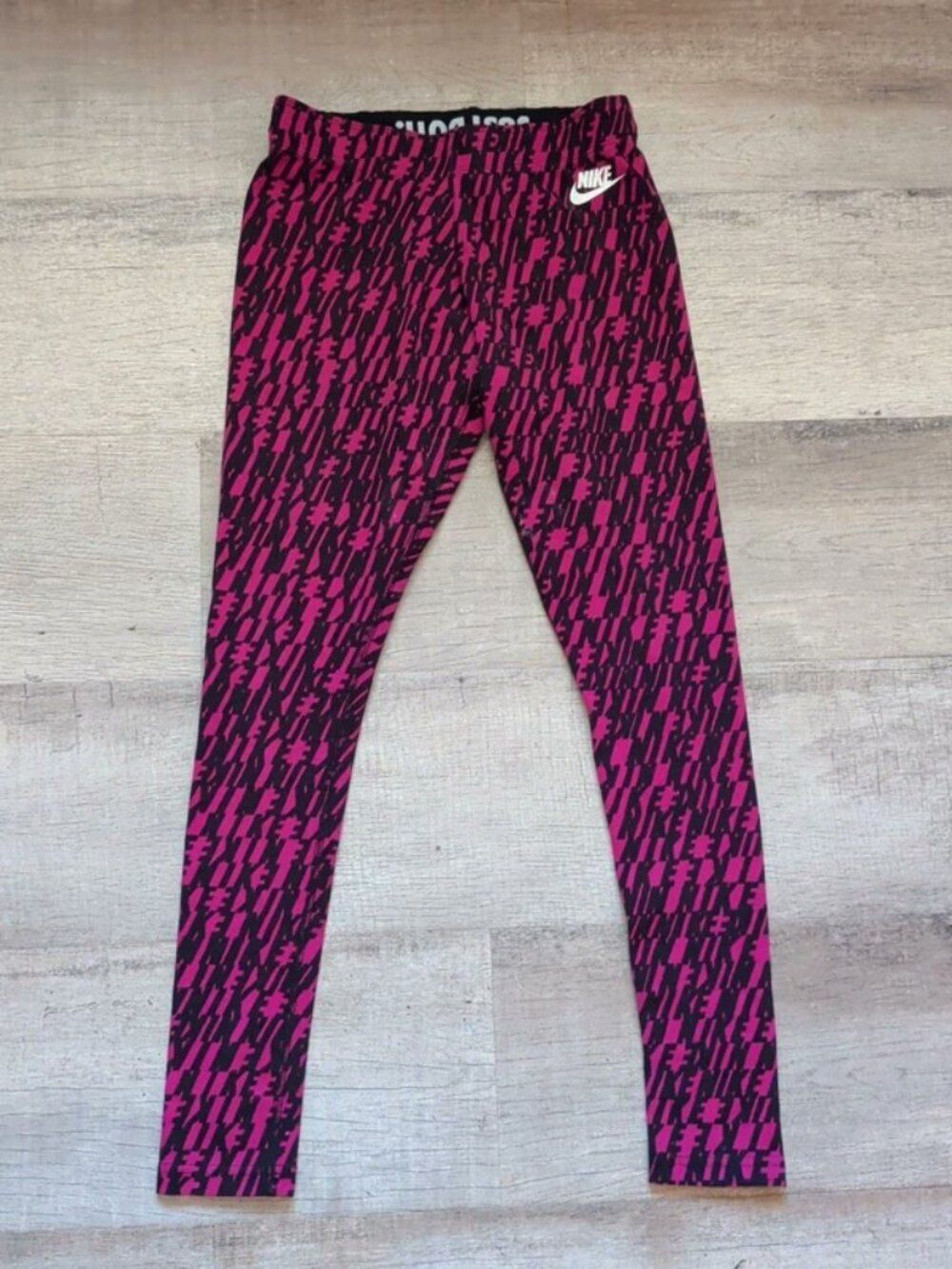 Nike womens Leggings Size S Pink Black Geometric Print Youth Sweatpants